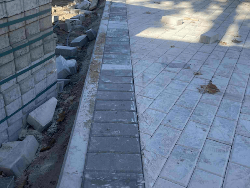 Vejos bortas ir kiemo klojimas trinkelėmis